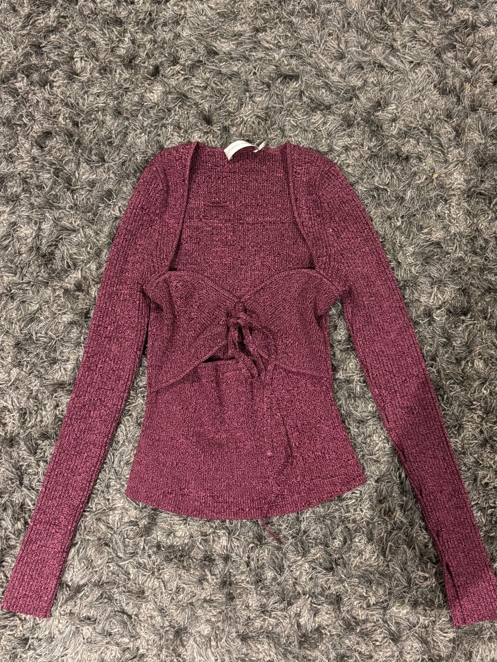 Jonathan Simkhai | M | Mauve Rib-Knit Cutout Long Sleeve Top - Picture 4 of 5